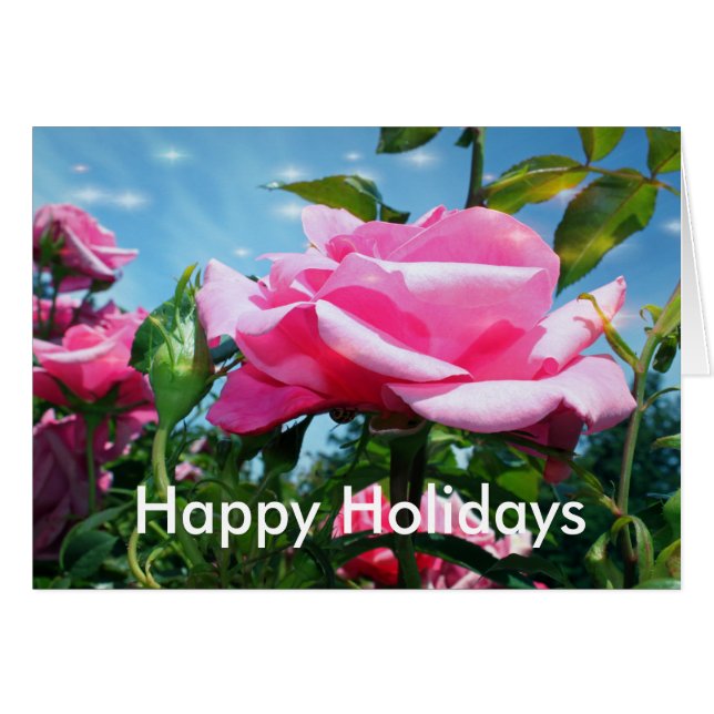 All occasion pink rose, add your photo, text (Front Horizontal)