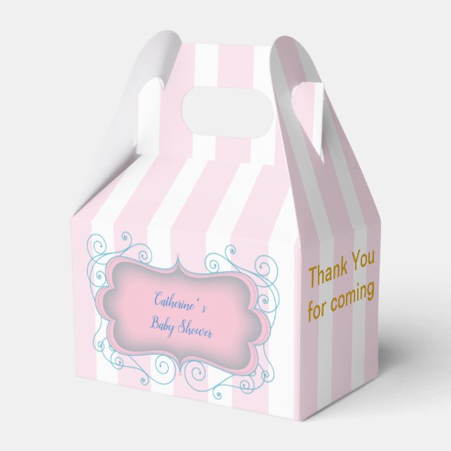 All Occasion Pink Stripes Party Favor Boxes (Front Side)