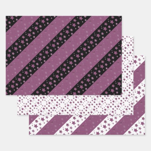 All Occasion Plum Star Print Gift Wrap