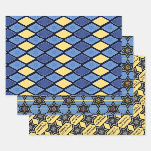 All-Occasion Stars of David Personalized Wrapping Paper Sheets
