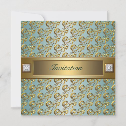 All Occasion Teal Gold Invitation Template