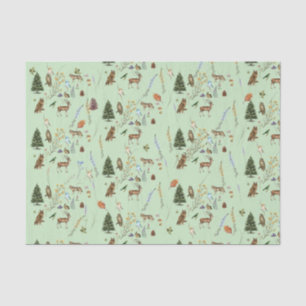 All Occasion Woodland Animals Plants Sage Green Tissue Paper