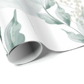 All Occasion Wrapping  Grayed Jade Green Botanical Wrapping Paper (Roll Corner)