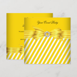 All Occasion Yellow White Stripe Event Party Invitation