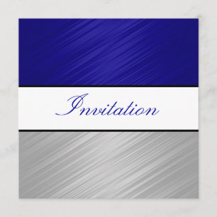 All Occasions Blue Silver Stripes Party Invitation