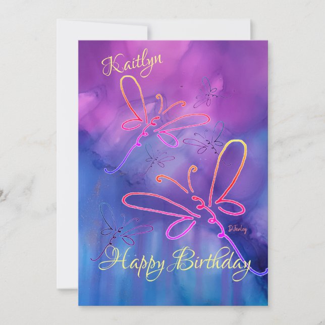 All Occasions Dragonflies Birthday Notecard (Front)