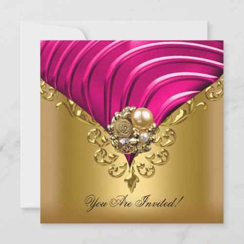 All Occasions Elegant Pink Gold Invite