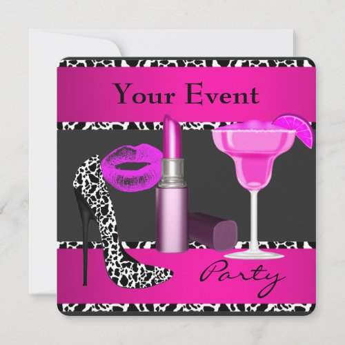 All Occasions Party Event Shoes Pink Lipstick Invitation