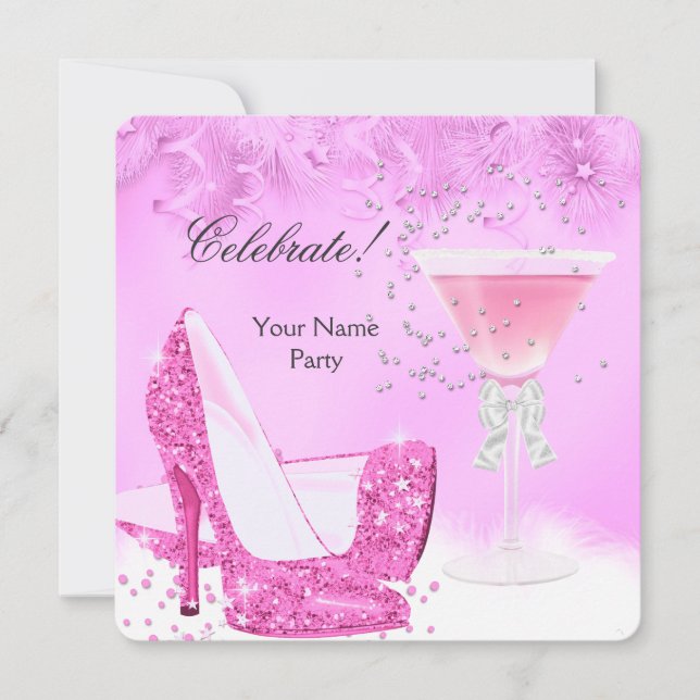 All Occasions Pink Margarita High Heels Party 2 Invitation (Front)