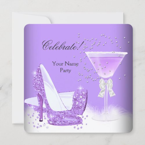 All Occasions Purple Margarita High Heels Party Invitation