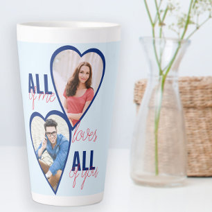 All of Me Loves All of You 2 Heart Photo Blue Latte Mug