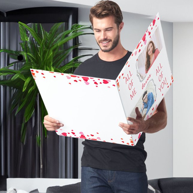 All of Me Loves All of You 2 Photo Big Valentines Card (Romantic Valentine's Day Card with 2 photos, love hearts and wording "all of me loves all of you")