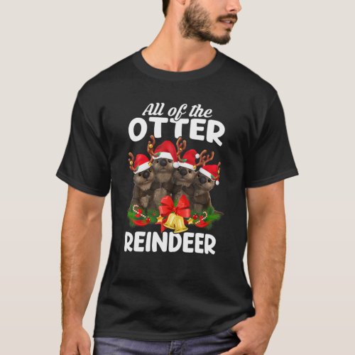 All Of Otter Reindeer Christmas Family Pajamas Mat T_Shirt