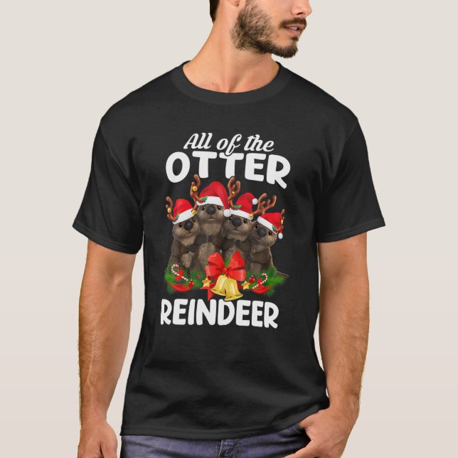 All Of Otter Reindeer Christmas Family Pajamas Mat T-Shirt (Front)
