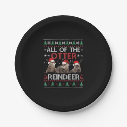 All Of Otter Reindeer Christmas Ugly Sweater Paper Plates