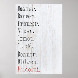 All Of Santa's Reindeer Poster