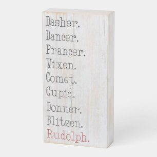 All Of Santa's Reindeer     Wooden Box Sign