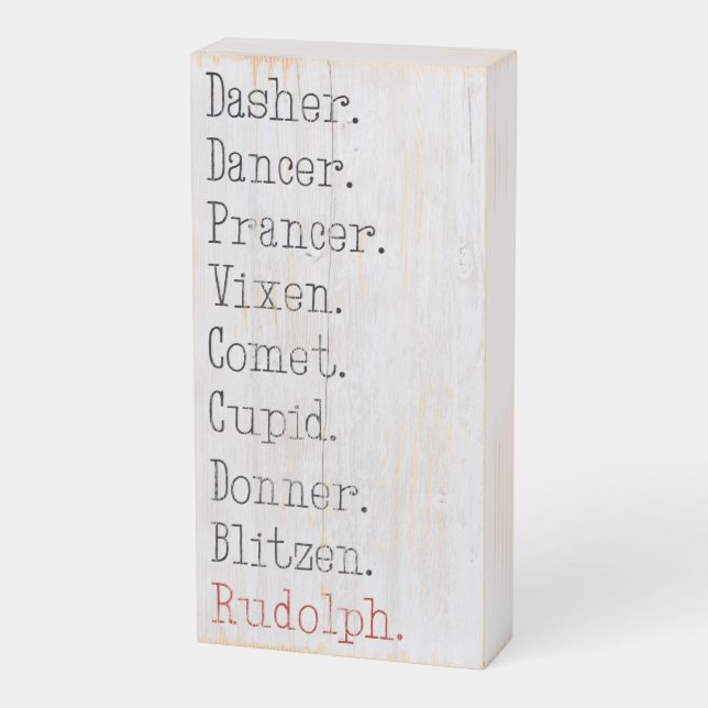 All Of Santa's Reindeer     Wooden Box Sign (Angled Vertical)
