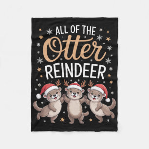 All Of The Otter Reindeer Christmas Playful Winter Fleece Blanket