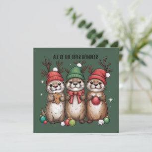 All Of The Otter Reindeer Xmas Animal Winter  Holiday Card