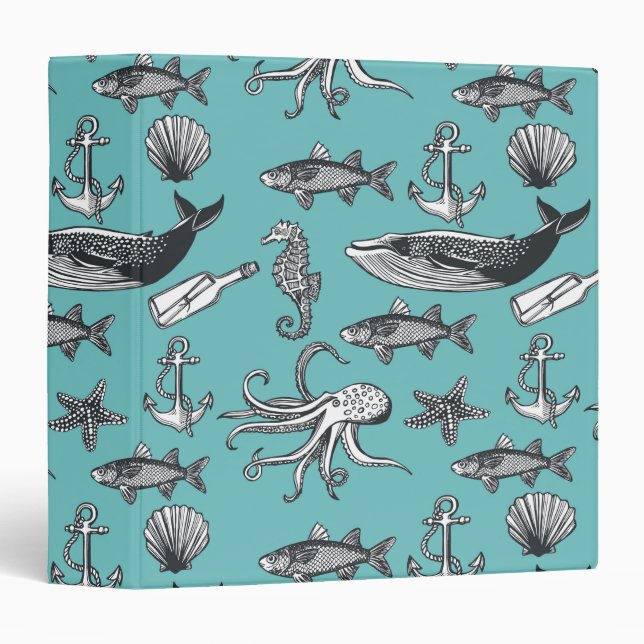 All Of The Sea Pattern 3 Ring Binder (Front/Spine)