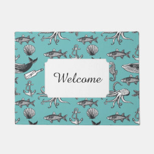 All Of The Sea Pattern Add Your Text Doormat
