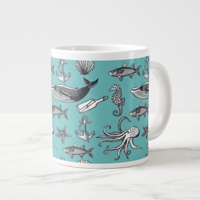 All Of The Sea Pattern Giant Coffee Mug (Front Right)