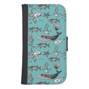 All Of The Sea Pattern Galaxy S4 Wallet Case