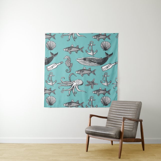 All Of The Sea Pattern Tapestry (In Situ (Horizontal))