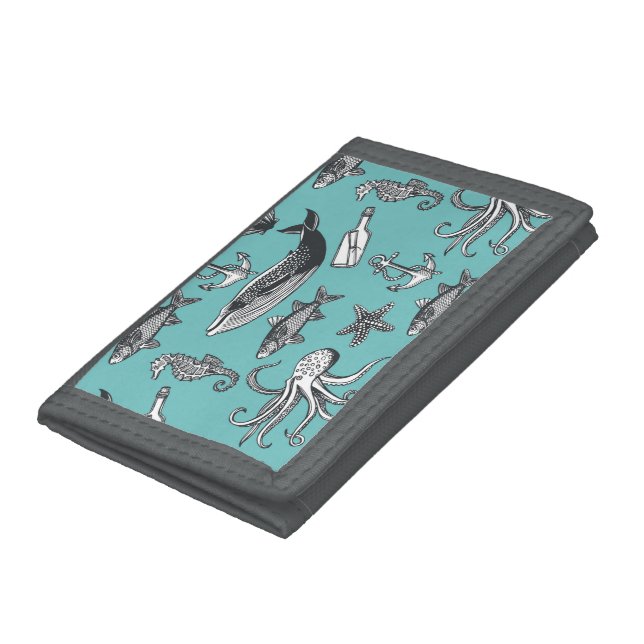 All Of The Sea Pattern Tri-fold Wallet (Bottom)
