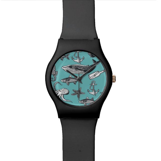 All Of The Sea Pattern Wrist Watch (Close Up)