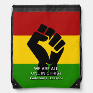 ALL ONE IN CHRIST   Galatians 3:28-29   BHM BLM Drawstring Bag