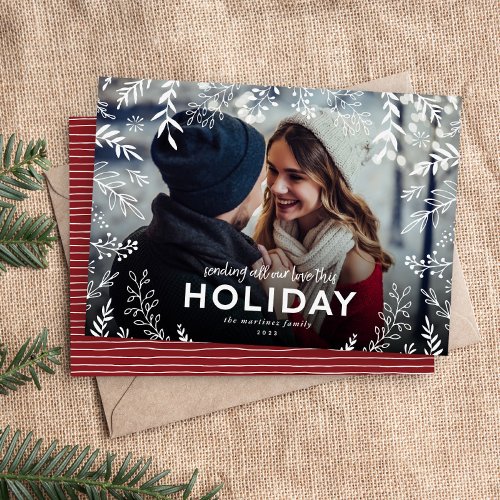 All Our Love Botanical Overlay Photo Holiday Card