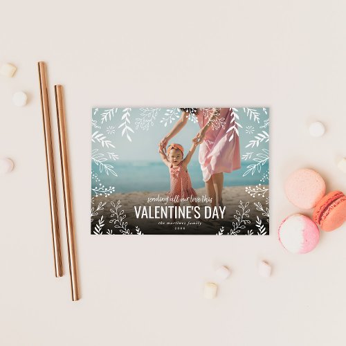 All Our Love Botanical Overlay Photo Valentine Holiday Card