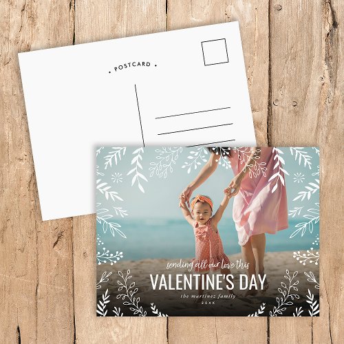 All Our Love Botanical Overlay Photo Valentine Holiday Postcard