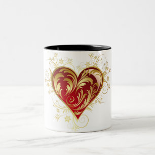 All over abstract heart print Two-Tone coffee mug