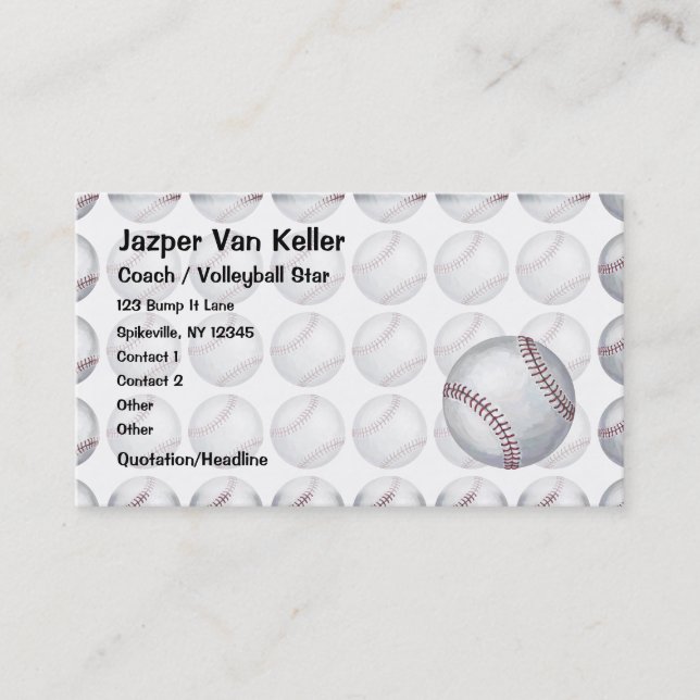 All Over Baseball Pattern Business Card (Front)