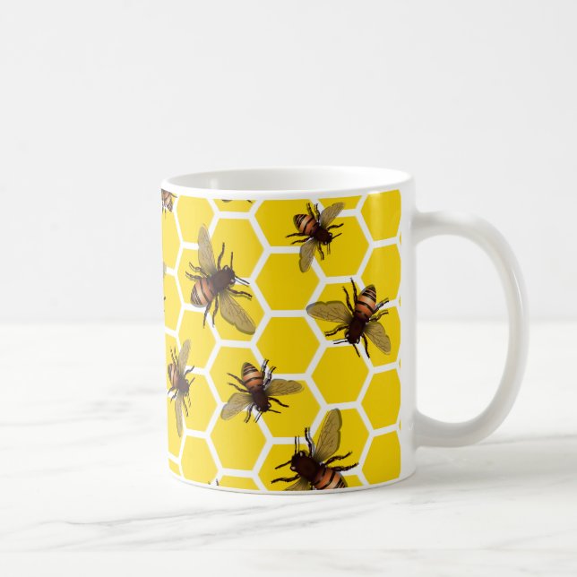 All Over Bees on Honeycomb Cup Mug (Right)