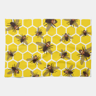 All Over Bees on Honeycomb Kitchen Towel