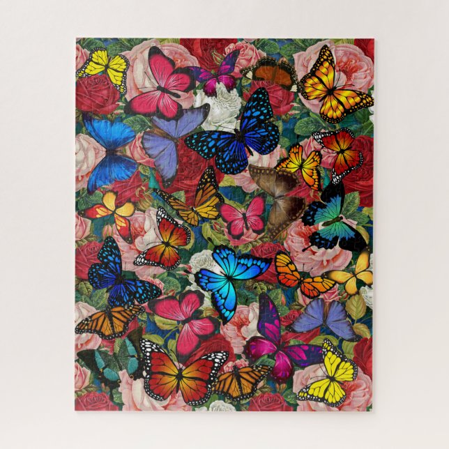 All Over Butterflies and Roses  Butterfly Design Jigsaw Puzzle (Vertical)