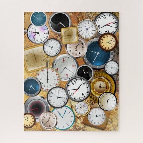 All Over Clocks and Watches Design Jigsaw Puzzle