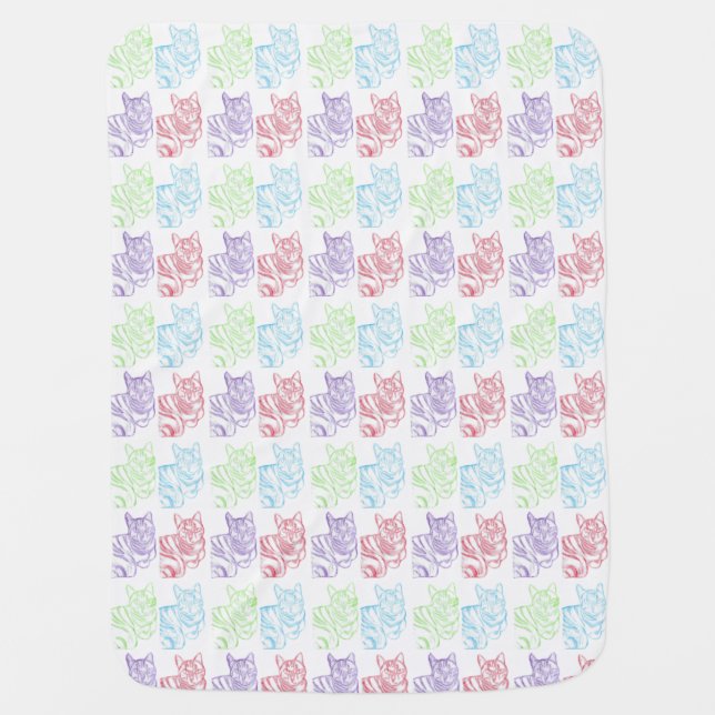 All over, Colorful Cat Print Pattern Baby Blankets (Front)