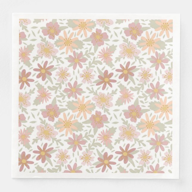 All Over Floral Design Paper Dinner Napkins (Front)