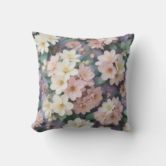 All Over Flowers  Throw Pillow (Front)