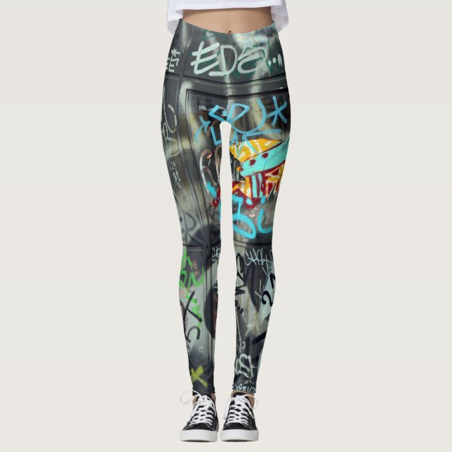 All over graffiti print leggins leggings (Front)