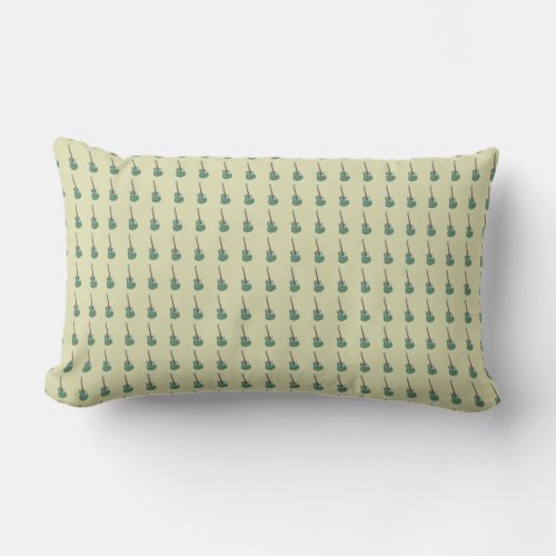 All_over guitar print on pale pastel green lumbar pillow