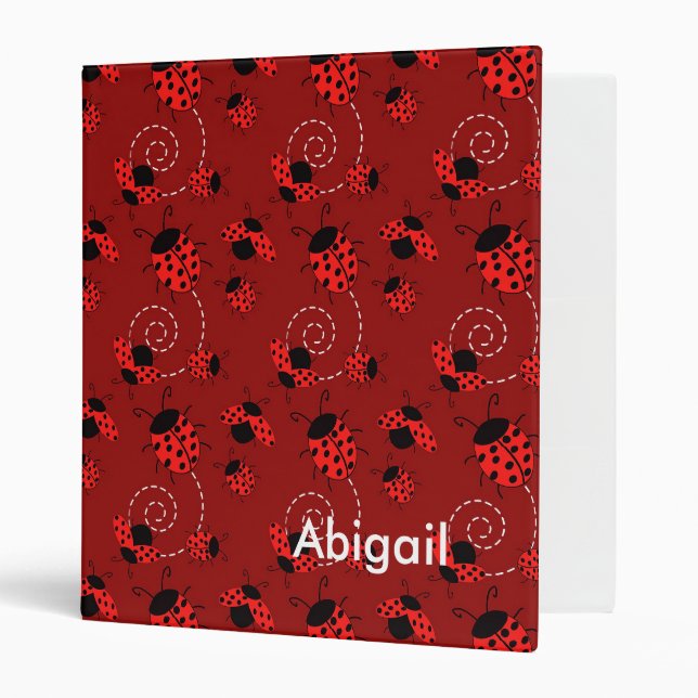 All Over Ladybug Design 3 Ring Binder (Front/Inside)