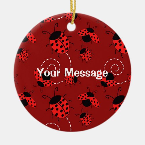 All Over Ladybug Design Print Ceramic Ornament