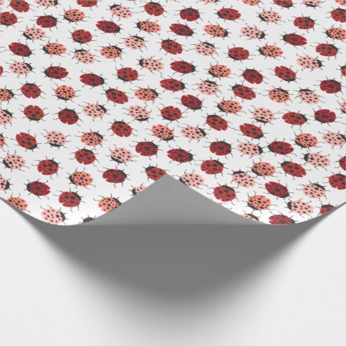 All Over Ladybugs Pink  Red Wrapping Paper