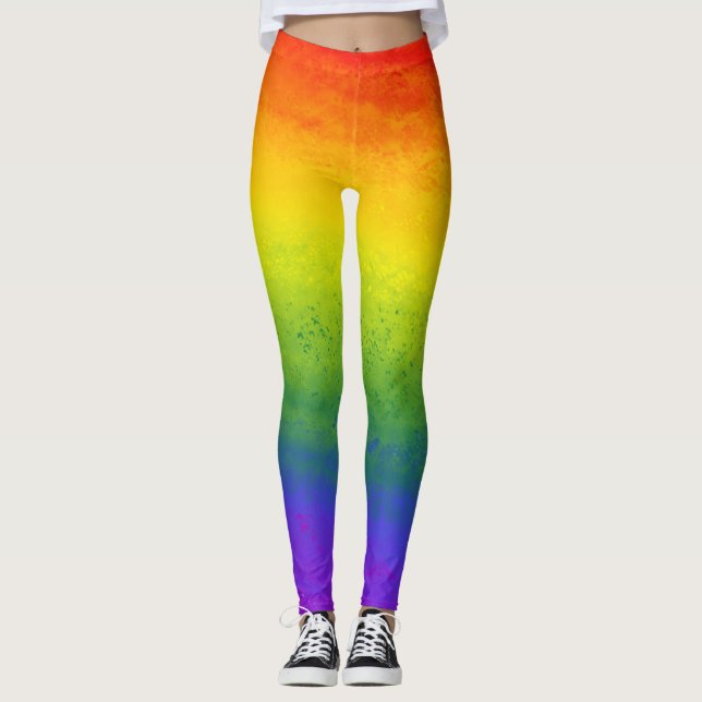 All-over leggings with rich, vibrant colors. (Front)